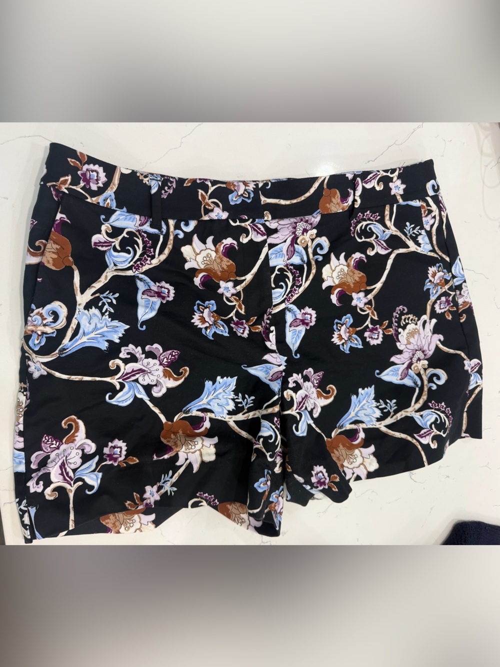 WHBM Floral Print Black A-Line Women's Shorts